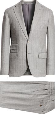 Eleventy Herringbone Virgin Wool Suit
