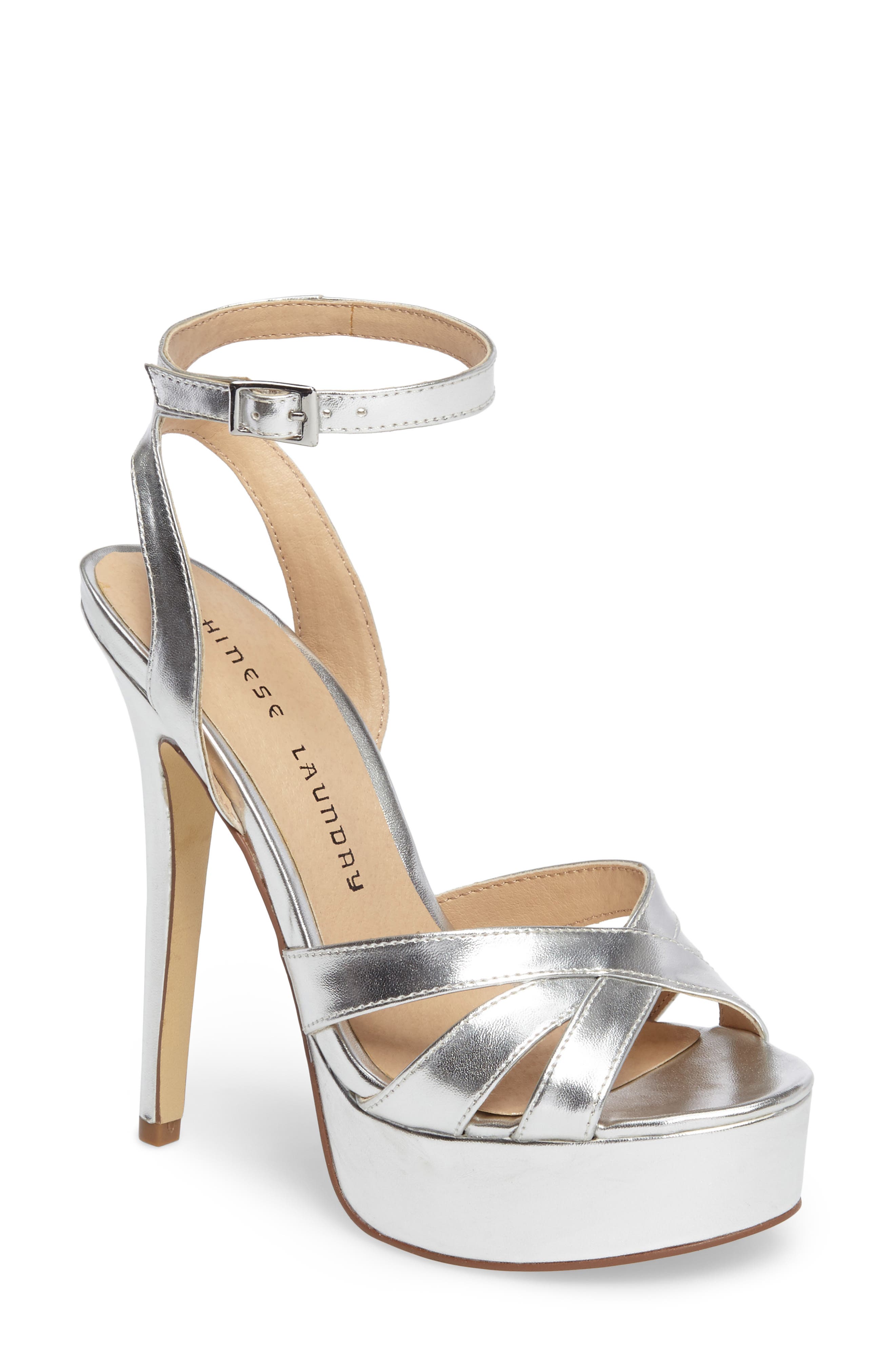 Alyssa Strappy Platform Sandal, Main, color, SILVER