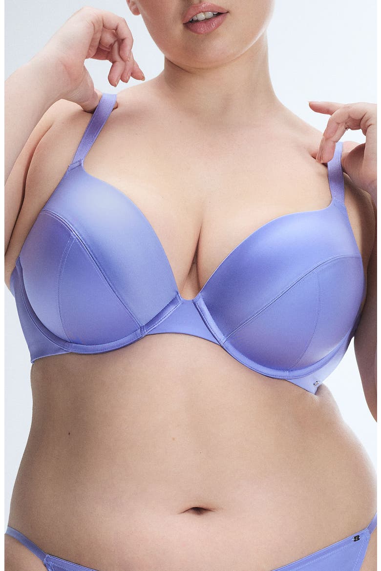 Slipp Satin Push-Up Plunge Bra, Alternate, color, PURPLE PRISM
