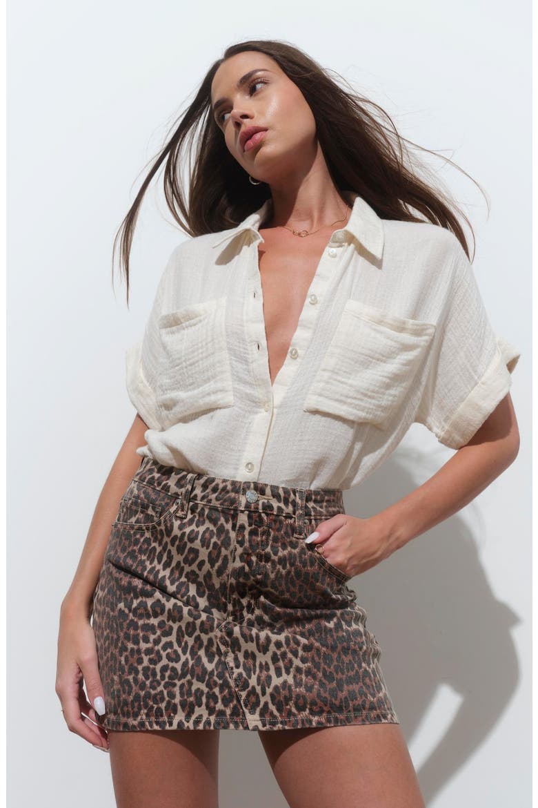 Malibu Denim Miniskirt, Alternate, color, COOL CAT