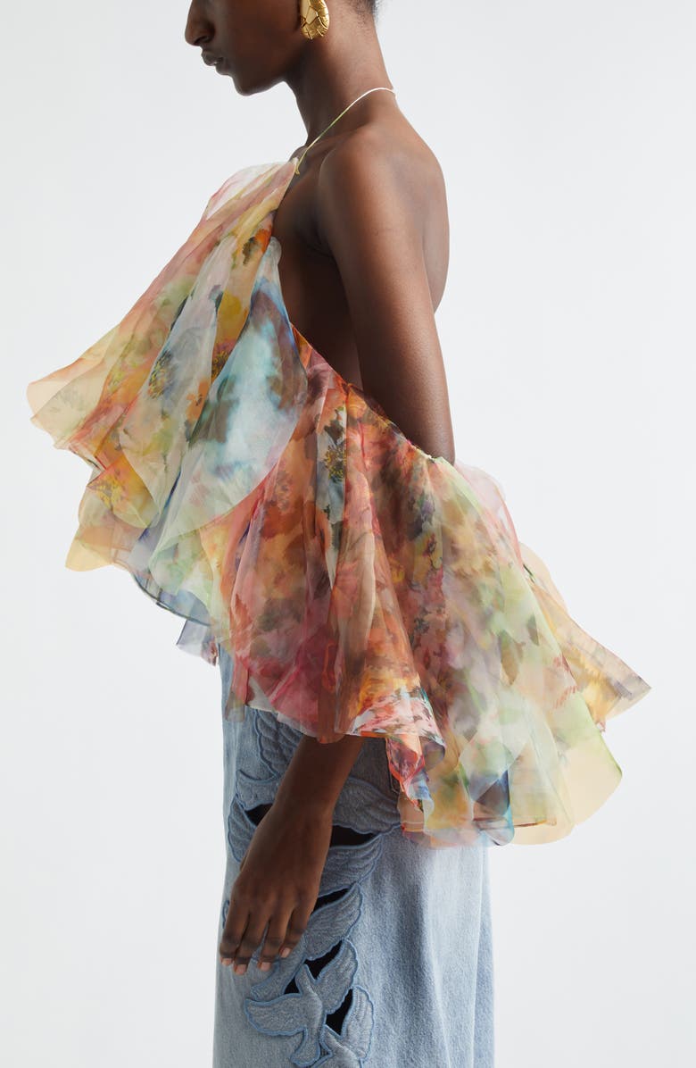 Zimmermann Luna Floral Fanned Halter Top, Alternate, color, Spliced Floral