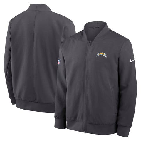 Men's Nike Anthracite Los Angeles Chargers Sideline Powerful Blocking Full-Zip Dri-FIT Bomber Jacket