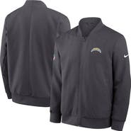 Nike Men's Nike Anthracite Los Angeles Chargers Sideline Powerful Blocking Full-Zip Dri-FIT Bomber Jacket
