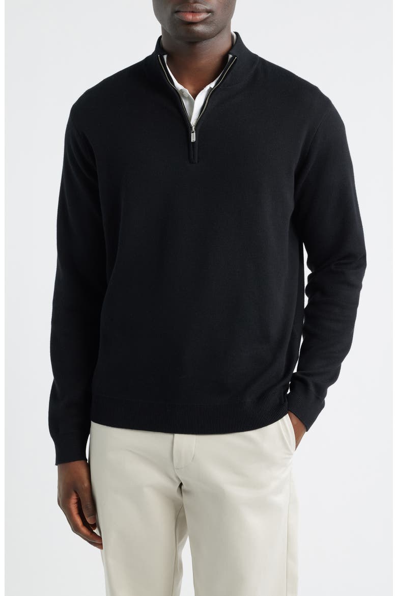 Coolspun Lite Quarter Zip Sweater, Main, color, BLACK