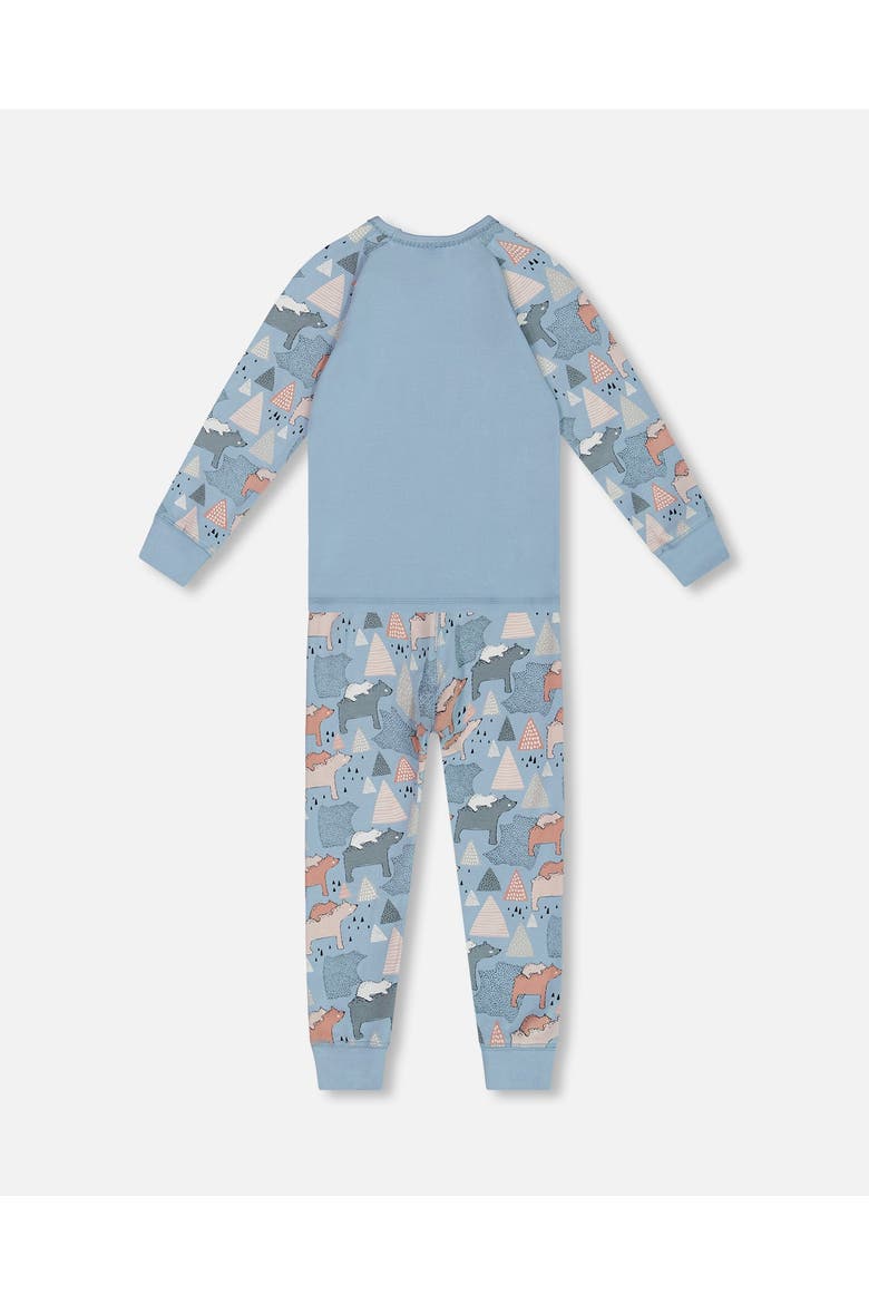 Baby Girl's Organic Cotton Two Piece Pajama Set Air Blue Printed Mama Bears, Alternate, color, Printed Mama Bears
