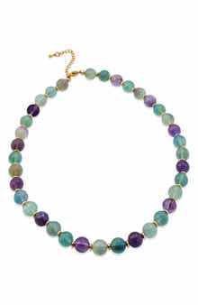 SAVVY CIE JEWELS Fluorite Stone Beaded Collar Necklace