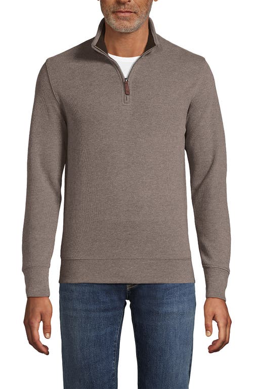 Lands' End Bedford Rib Quarter Zip Sweater In Brown