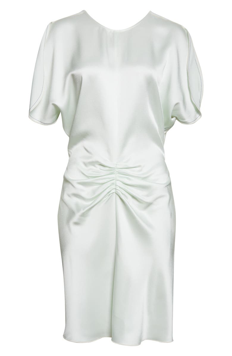 Victoria Beckham Ruched Waist Crepe Back Satin Minidress, Main, color, Aloe