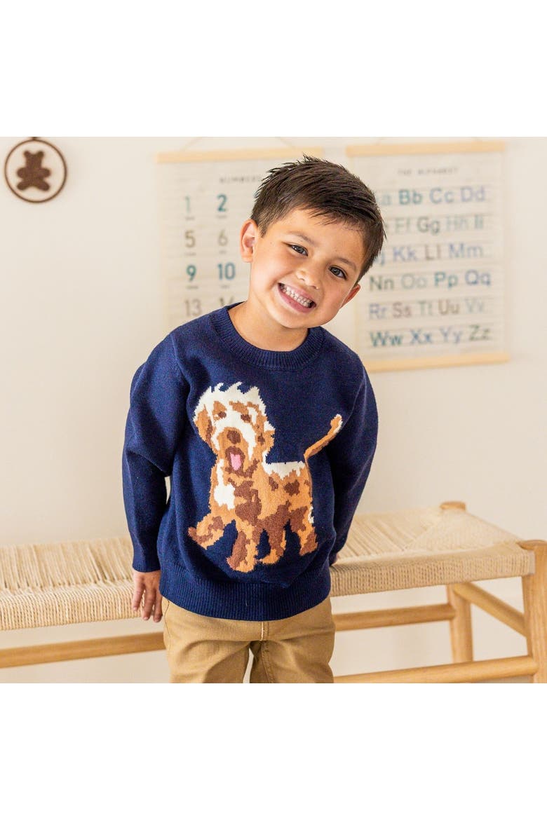Vintage Puppy Sweater, Alternate, color, Navy