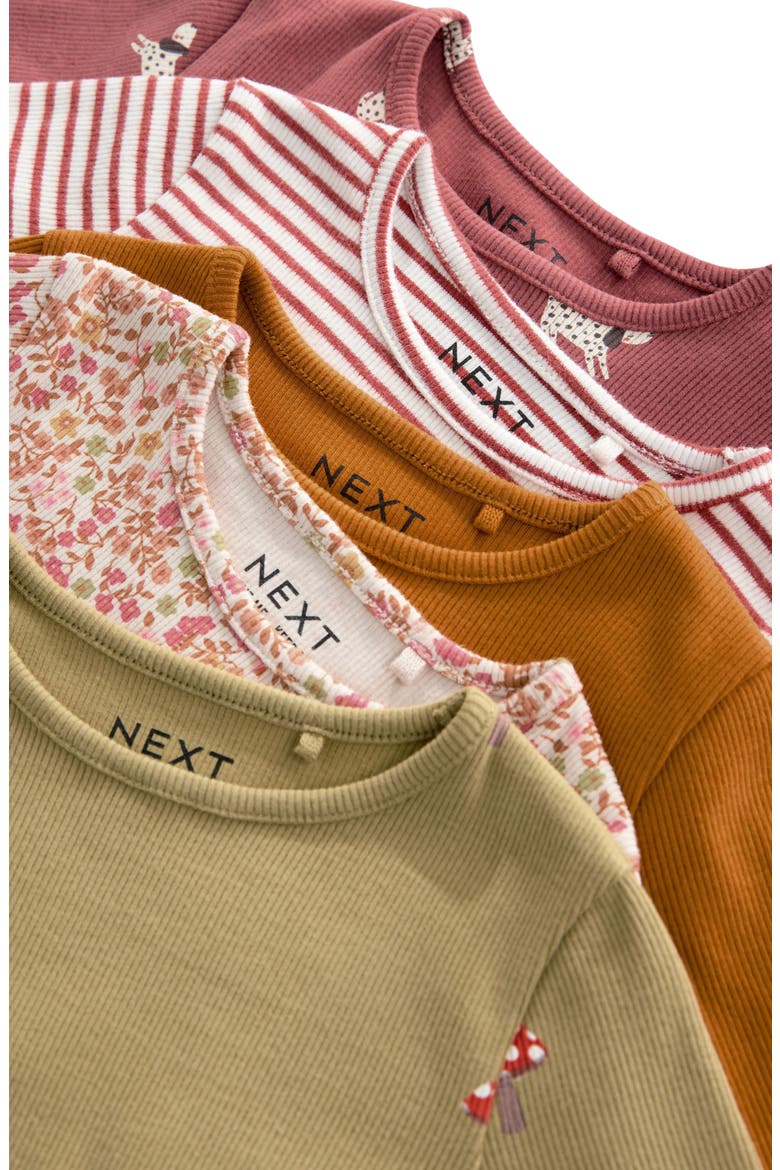 Kids' 5-Pack Ribbed T-Shirts, Alternate, color, ORANGE MULTI