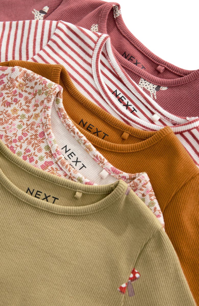 NEXT Kids' 5-Pack Ribbed T-Shirts, Alternate, color, Orange Multi