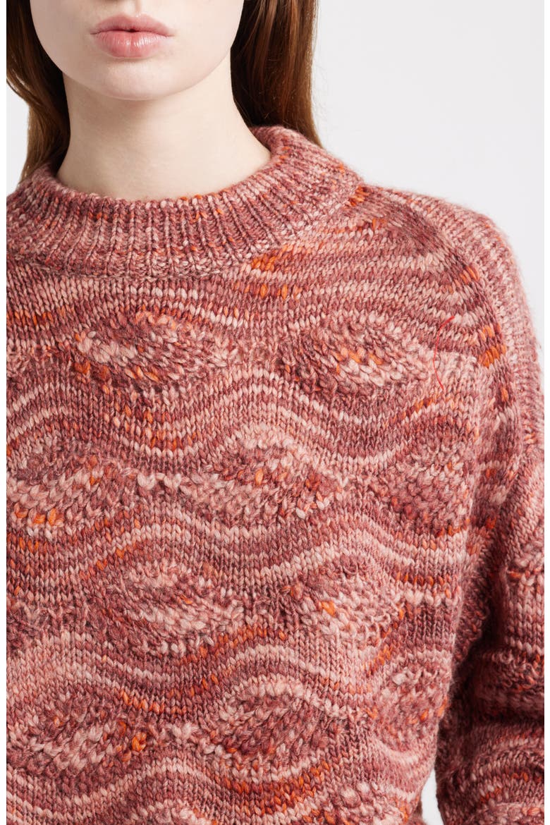 Space Dye Novelty Stitch Sweater, Alternate, color, RED MELANGE