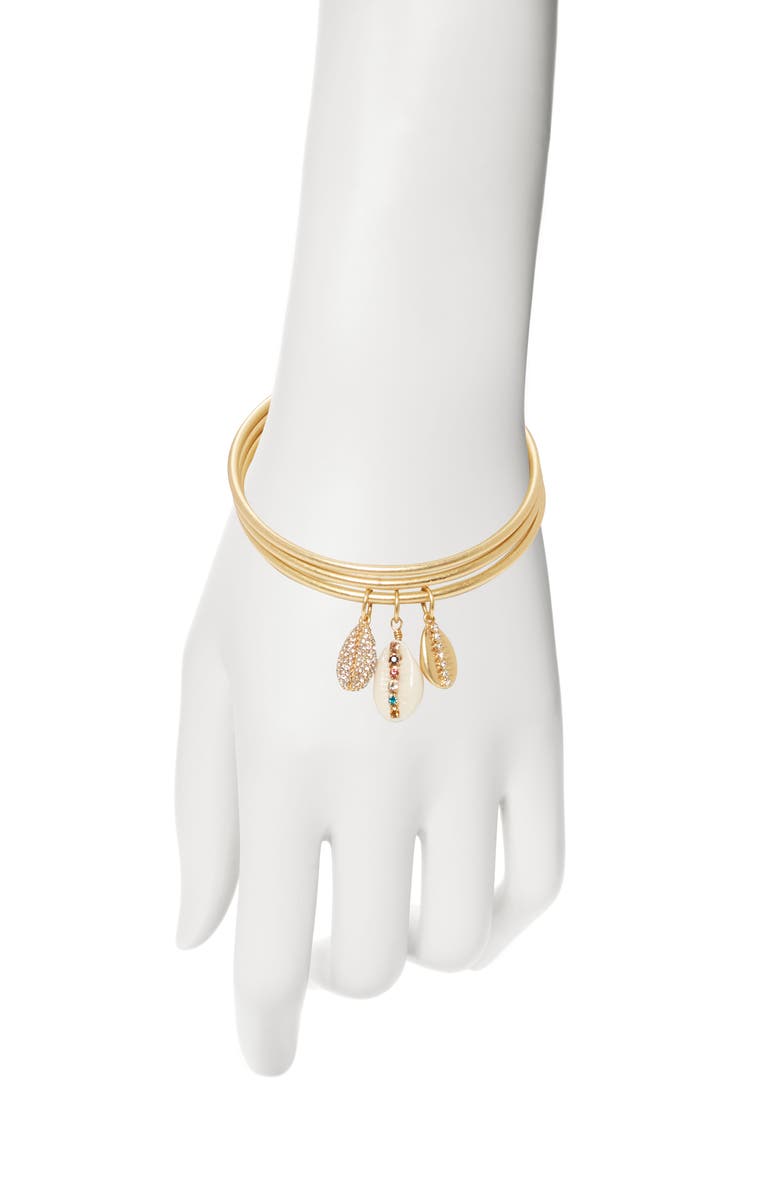 Sole Society Charm Triple Layer Bangle Bracelet, Alternate, color,