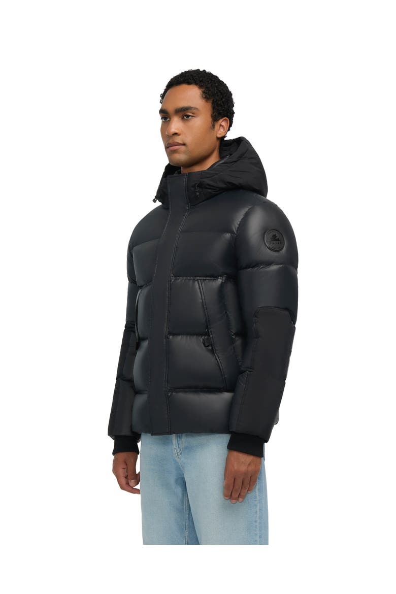 Nuray Mixed Media Color Block Puffer with Fixed Hood, Alternate, color, Black