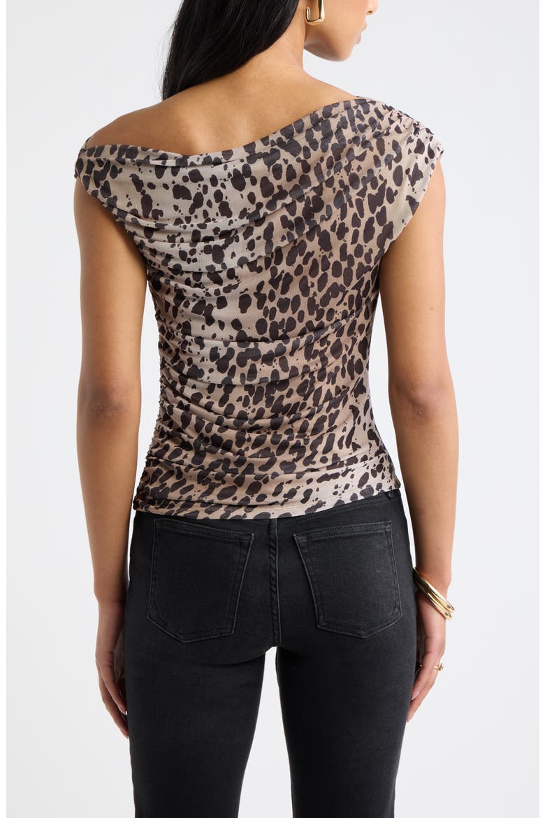 Cap Sleeve Mesh Top, Alternate, color, TAN BROWN LEOPARD SPOT