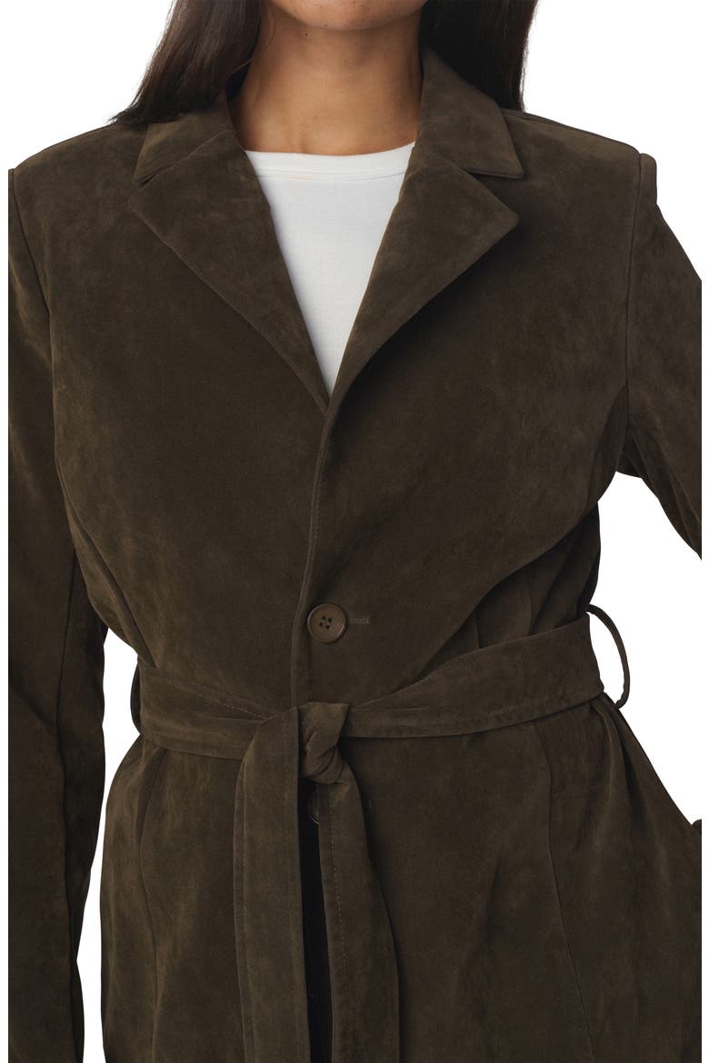 Faux Suede Long Coat, Alternate, color, OLIVE