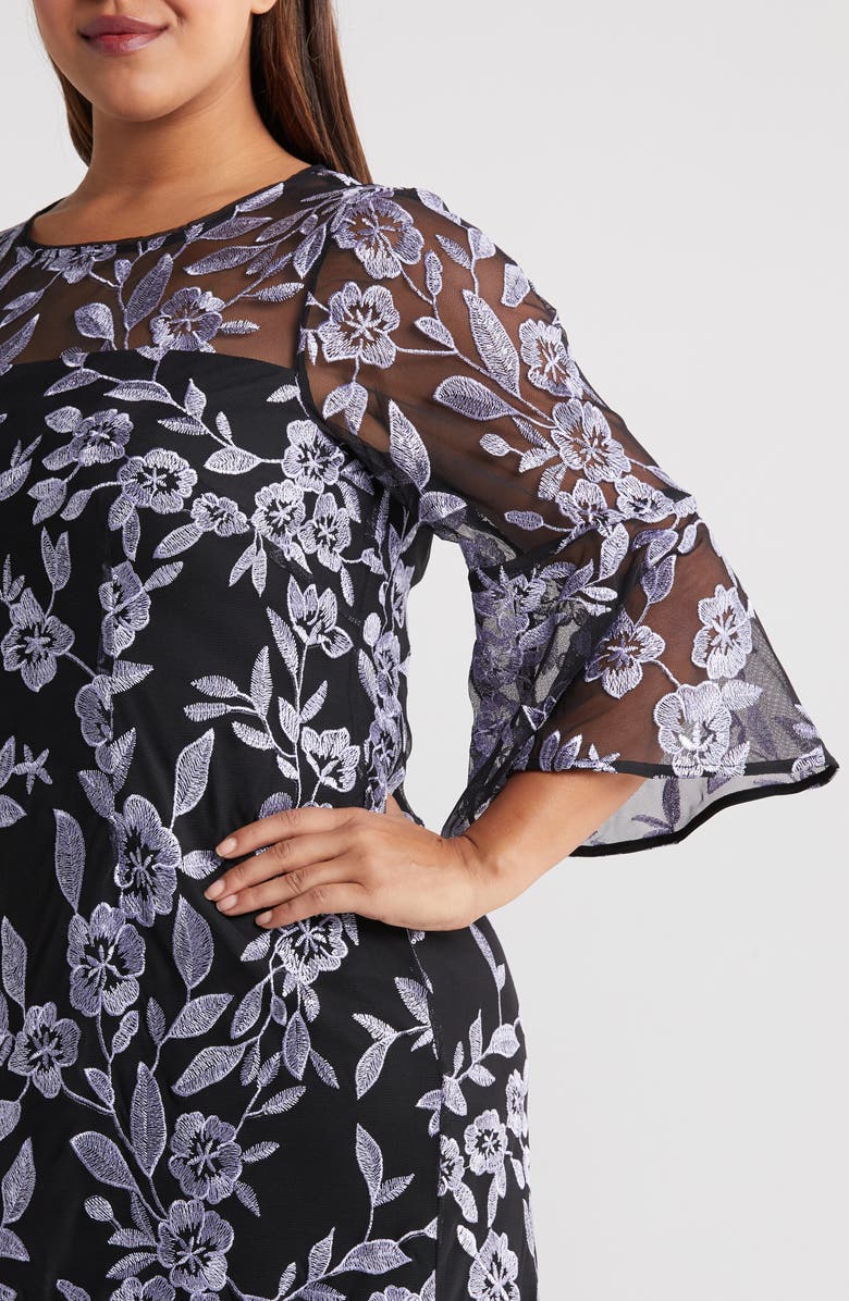 Alex Evenings Floral Embroidered Cocktail Dress, Alternate, color,