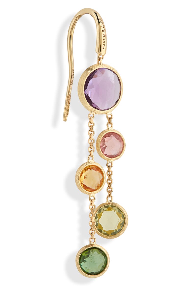 Jaipur 18K Yellow Gold Mixed Blue Topaz Two-Strand Earrings, Alternate, color, YELLOW GOLD/ MULTI