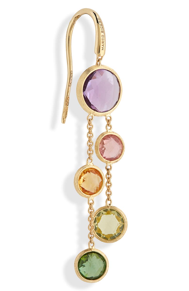 Marco Bicego Jaipur 18K Yellow Gold Mixed Blue Topaz Two-Strand Earrings, Alternate, color, Yellow Gold/ Multi