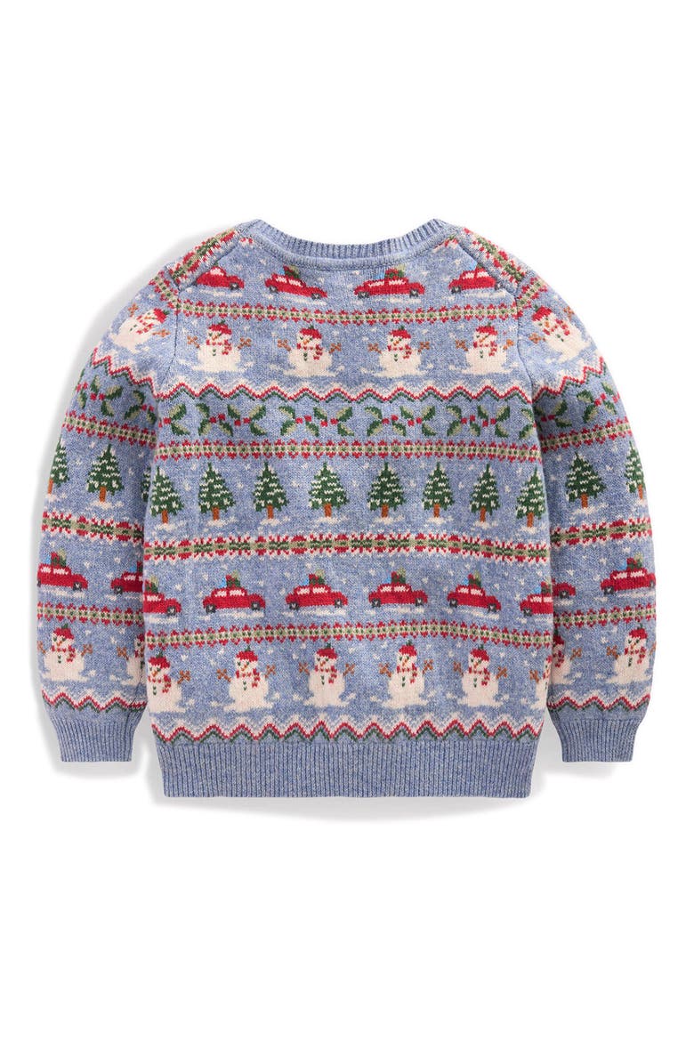 Kids' Fair Isle Sweater, Alternate, color, GLACIER BLUE CHRISTMAS CARS
