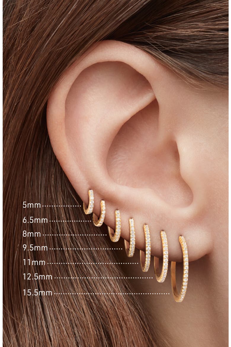 Diamond Eternity Single Hoop Earring, Alternate, color, 18K ROSE GOLD/ DIAMOND