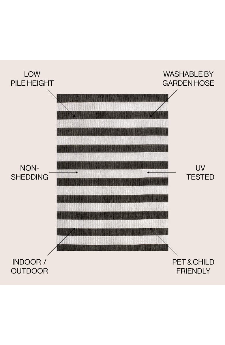 JONATHAN Y Negril Two-Tone Wide Stripe Indoor/Outdoor Area Rug, Alternate, color, Black/Cream
