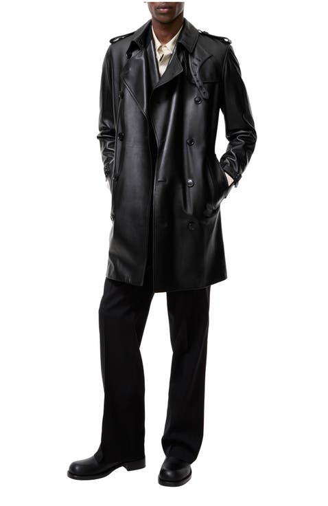 Mid-length Leather Kensington Trench Coat