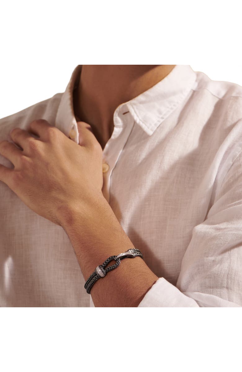 John Hardy Men's Classic Chain Double Flat Chain Bracelet with Pavé Diamonds, Alternate, color,