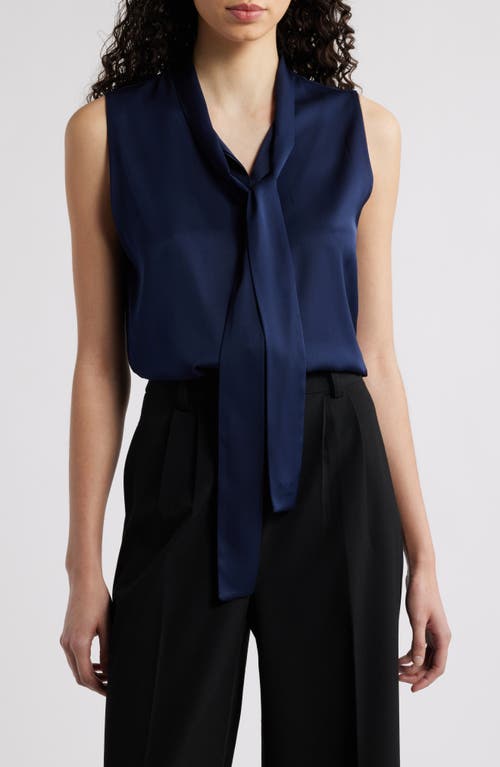 Kobi Halperin Ives Sleeveless Tie-neck Blouse In Midnight Blue