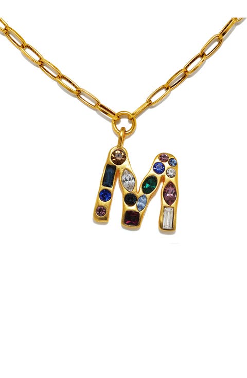 Emilie Crystal Initial Pendant Necklace