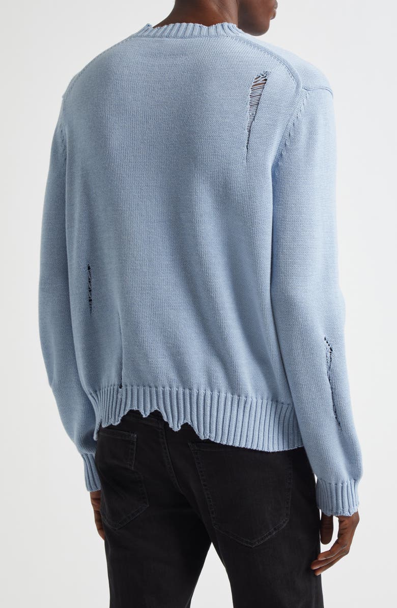 McQueen Distressed Skull Crewneck Sweater, Alternate, color, Shirting Blue