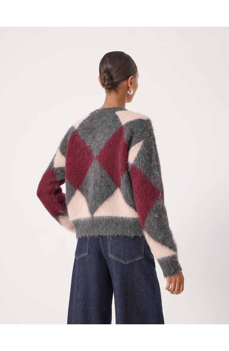 Hush Brushed Argyle Knitted Cardigan, Alternate, color, Charcoal Marl Mix