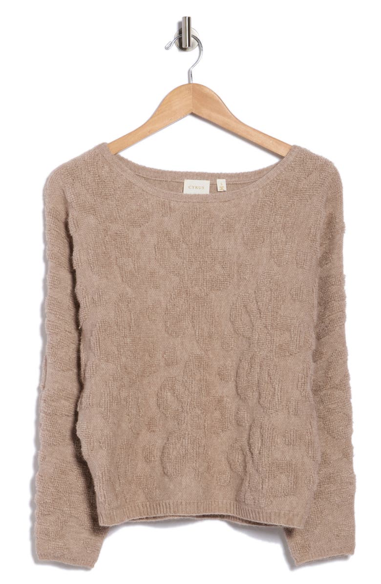 CYRUS Textured Boat Neck Sweater, Alternate, color, Kitten Heather