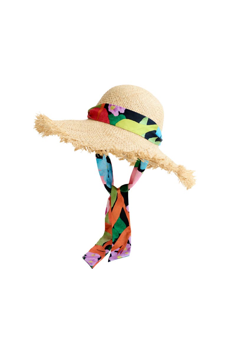 Lost Pattern "Cartagena" Straw Hat with Ribbon Tie, Main, color, Black And Orange