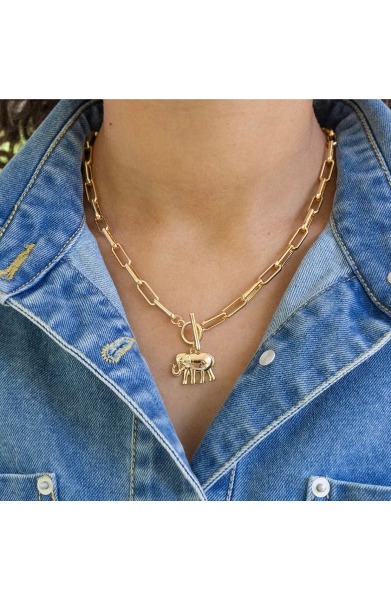 Erin McDermott Jewelry Lucky Elephant Toggle Necklace, Alternate, color, Gold