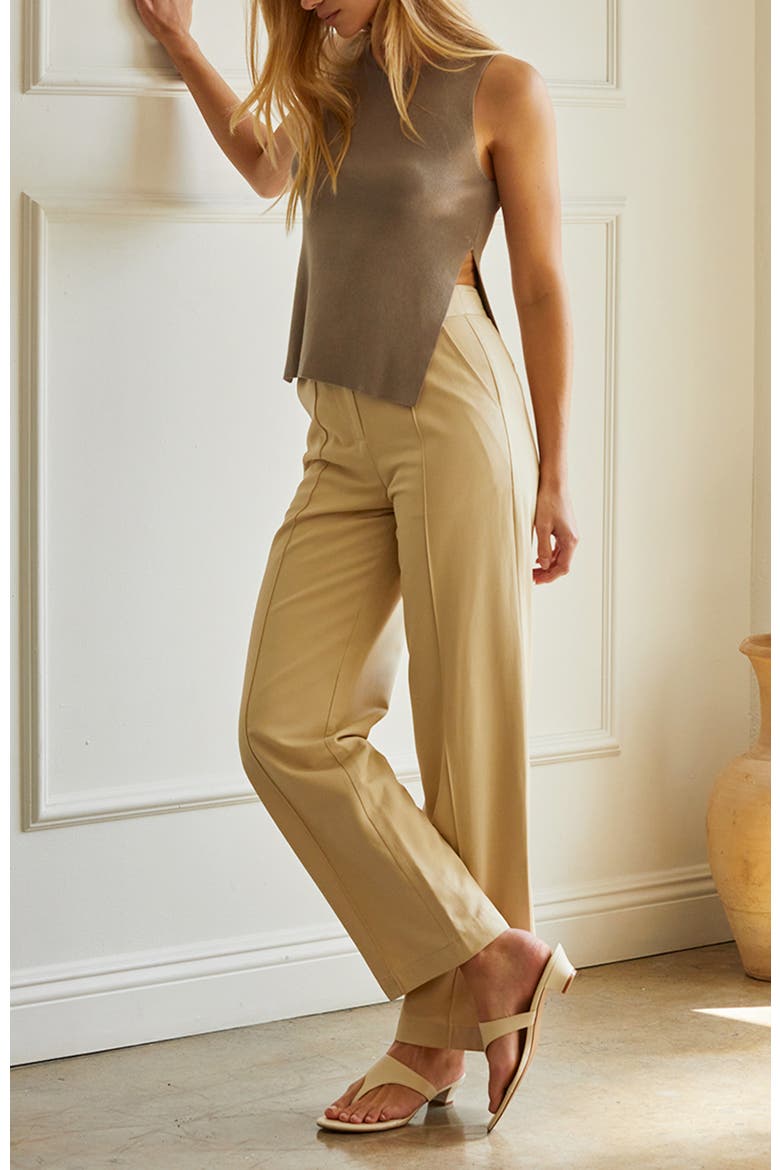 Pleated Trousers, Alternate, color, Custard