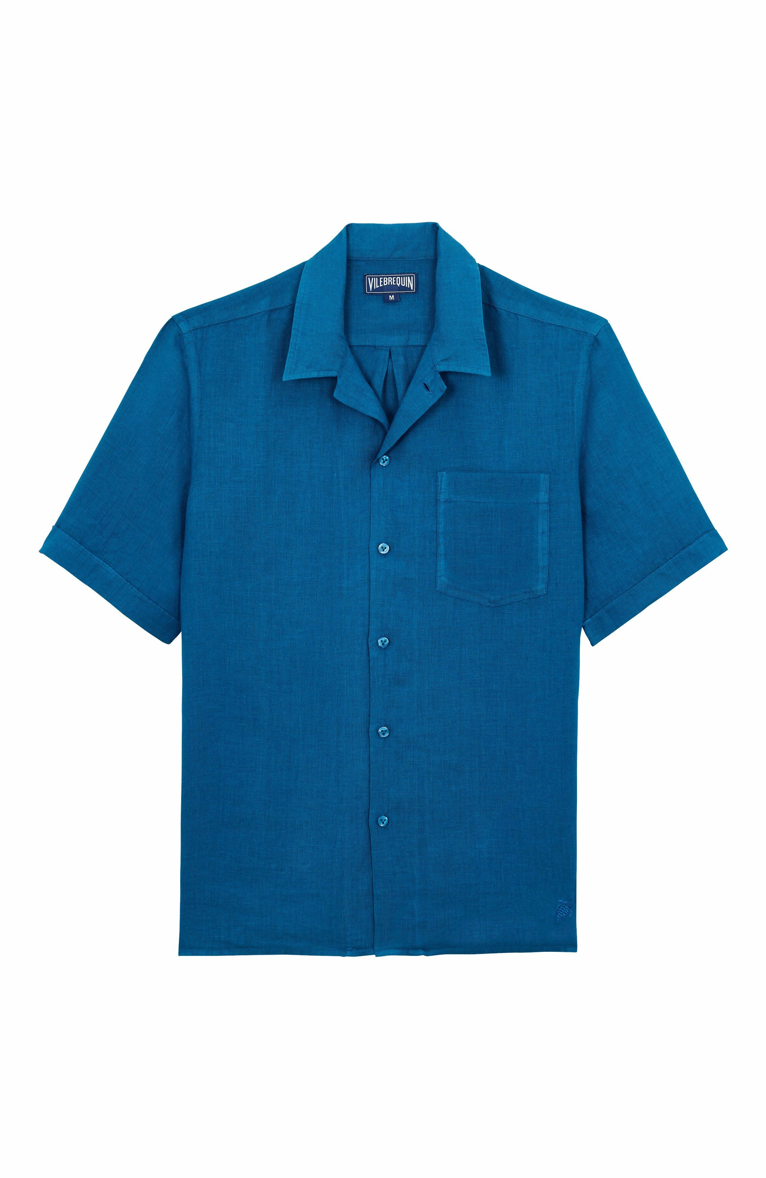 Men's Linen Solid Bowling Shirt - image 4
