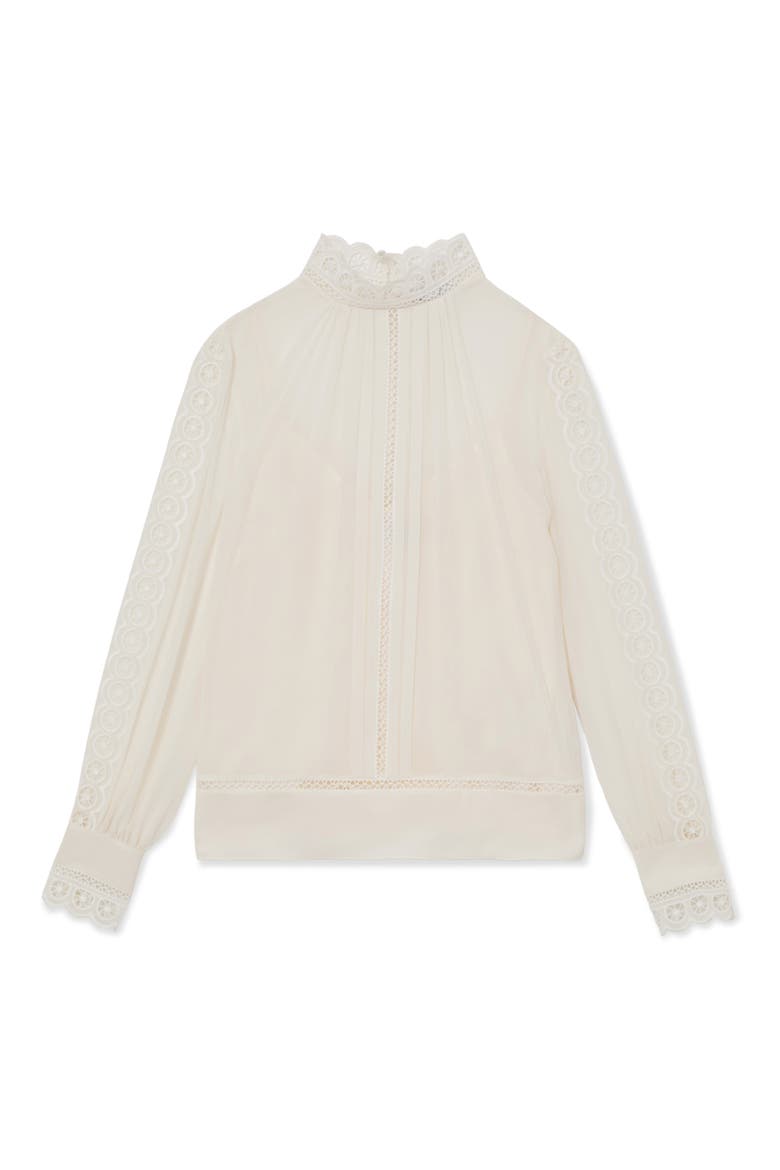 Ori Guipure Lace Trim Top, Alternate, color, CREAM