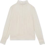 Reiss Ori Guipure Lace Trim Top