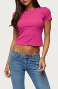 EDIKTED Sirenna Crop Stretch Cotton T-Shirt