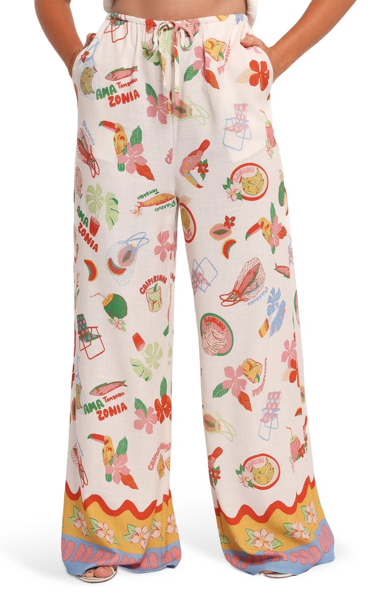 Petal & Pup Suit Print Wide Leg Pants, Main, color, Alfresco