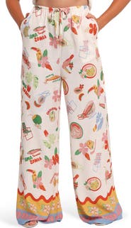 Petal & Pup Suit Print Wide Leg Pants