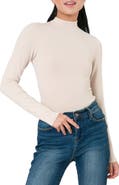 GIBSONLOOK Mock Neck Long Sleeve Thong Bodysuit