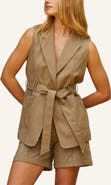 CRESCENT Belted Sleeveless Blazer
