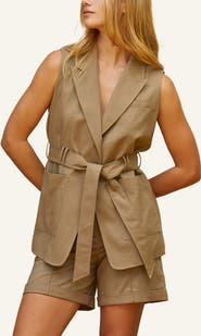 CRESCENT Belted Sleeveless Blazer
