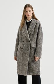 Brunello Cucinelli Dazzling virgin wool and alpaca chevron coat with monili