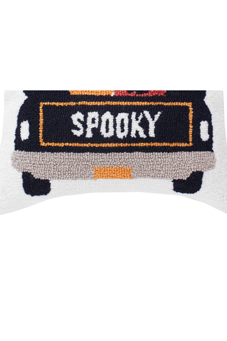Pumpkin Truck Happy Halloween Hooked Throw Pillow, 3" x 18", Alternate, color, White
