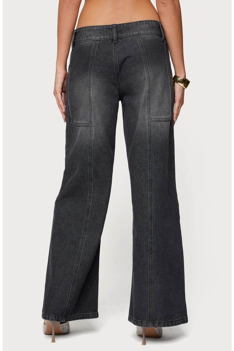 Charlize Washed Low Rise Wide Leg Jeans, Alternate, color, BLACK-WASHED