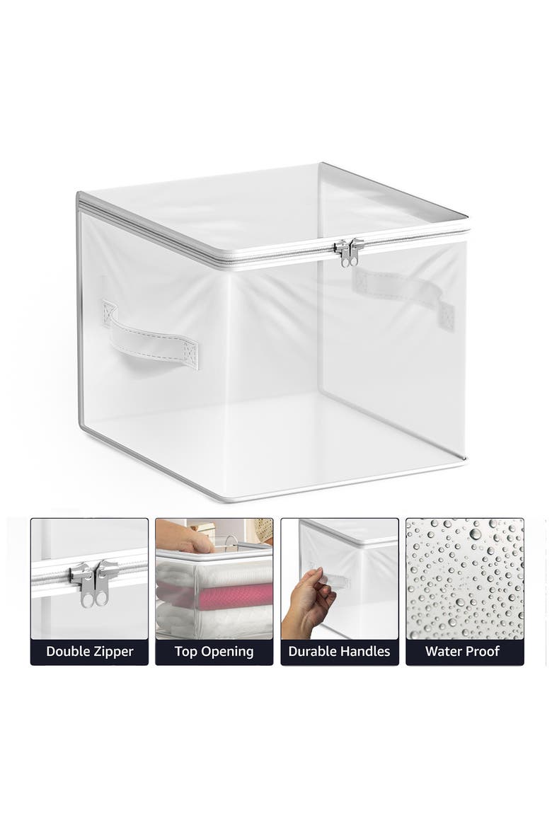 Set of 6 Clear Storage Bins, Alternate, color, CLEAR