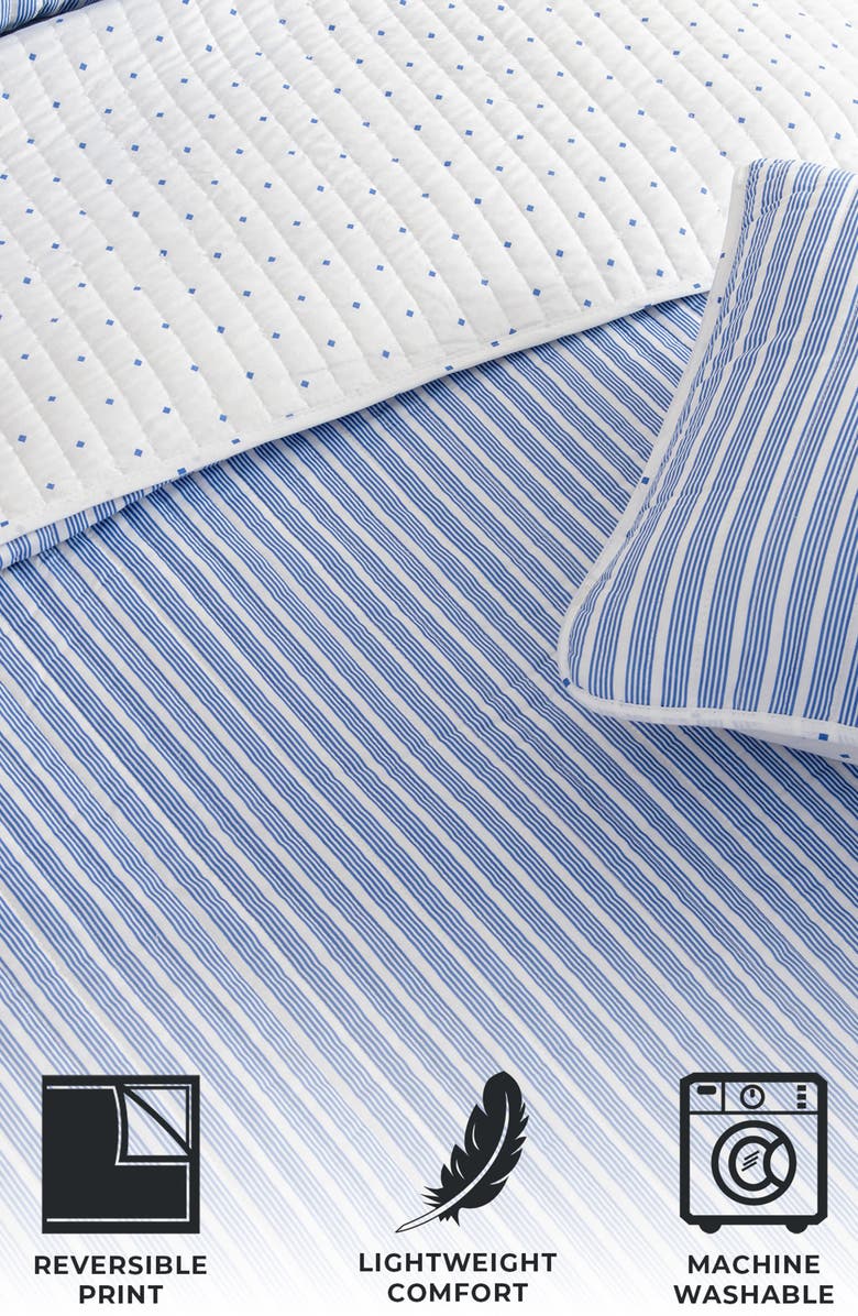 Woven & Weft Stripe Quilt & Sham Set, Alternate, color, Blue